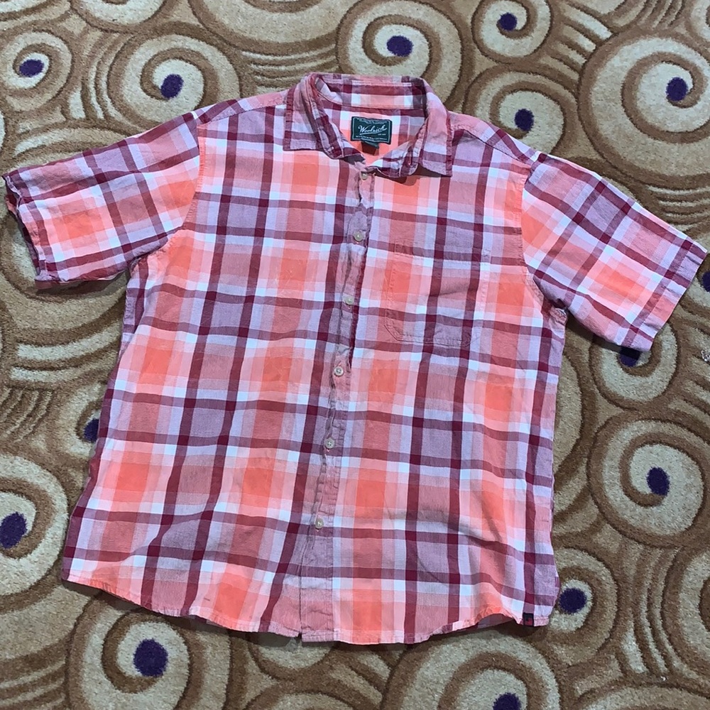 EUC Woolrich large red/orange plaid shirt